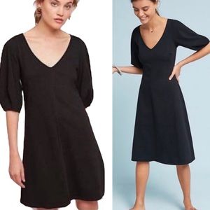 NWT Velvet by Graham & Spencer x Anthropologie Black Puff Sleeve Knit Dress - S